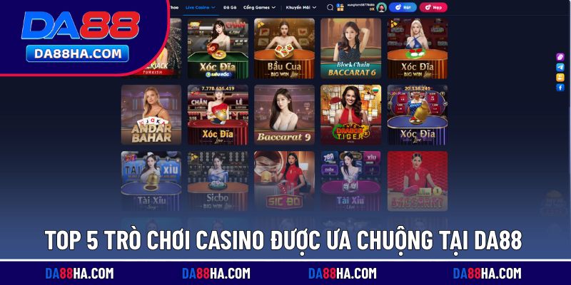 Danh sách top trò chơi Casino hot trend 2025